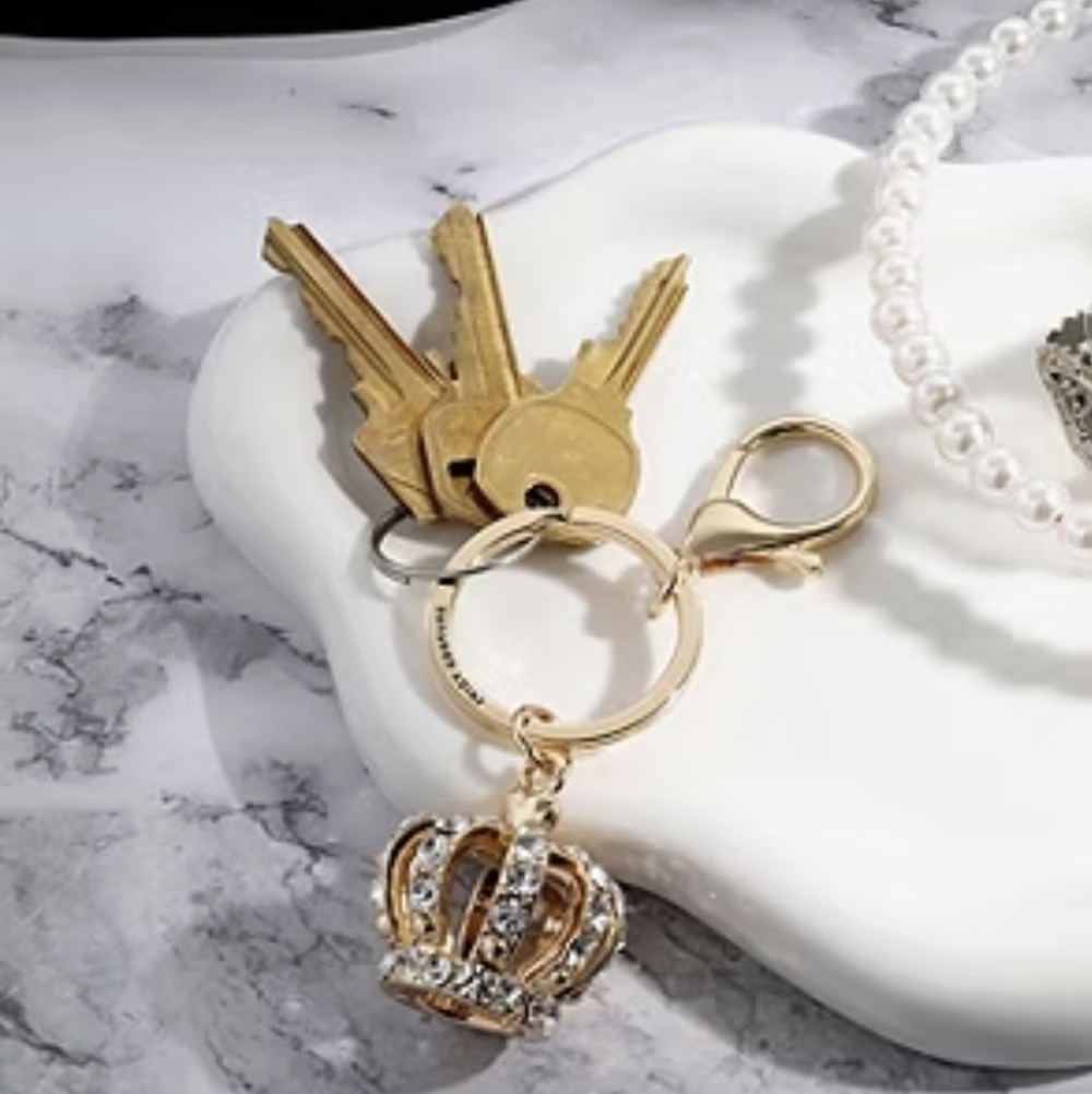 Juicy By Juicy Couture Gold Tone 3D Crown Bag Charm/ Key Chain NEW IN BOX